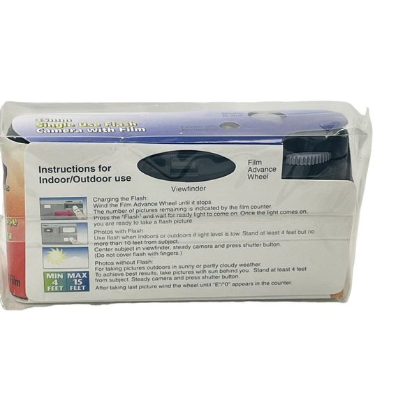 Single Use 35mm Indoor Outdoor Camera 27 Film Exposures Disposable Flash Button - Picture 5 of 8